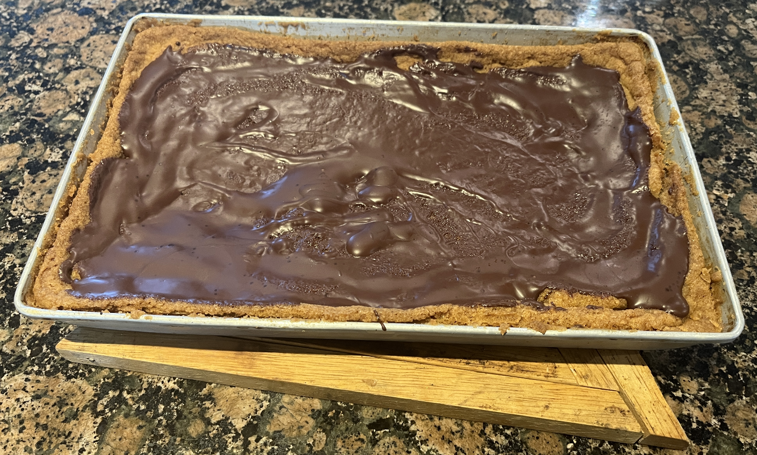 The finished bake, with chocolate on top! Unfortunate image error occured :(